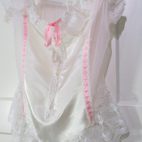 Vintage Duet Satin Sissy Babydoll Top L - Picture 3 of 10